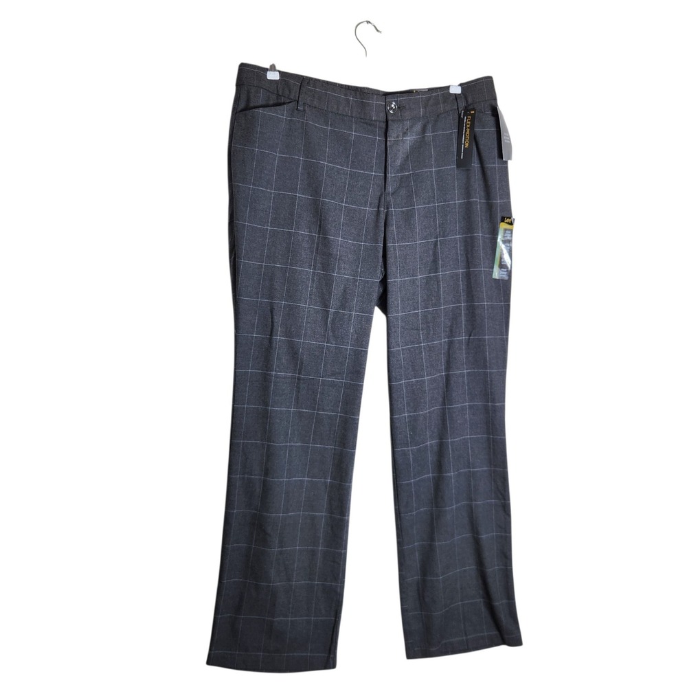 Lee Plus Flex Motion Gray Windowpane Plaid Trouser Pants 20W Long 4855197